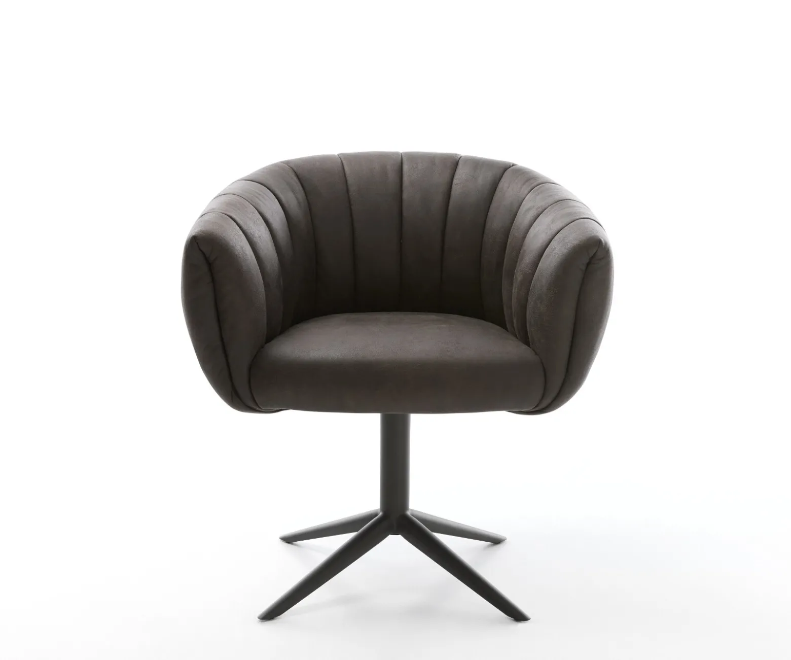 DrehstuhlJada-Flex Mikrofaser Anthrazit Vintage Fußkreuz Schwarz 360° drehbar Wippfunktion Taschenfederkern Sofort versandfertig