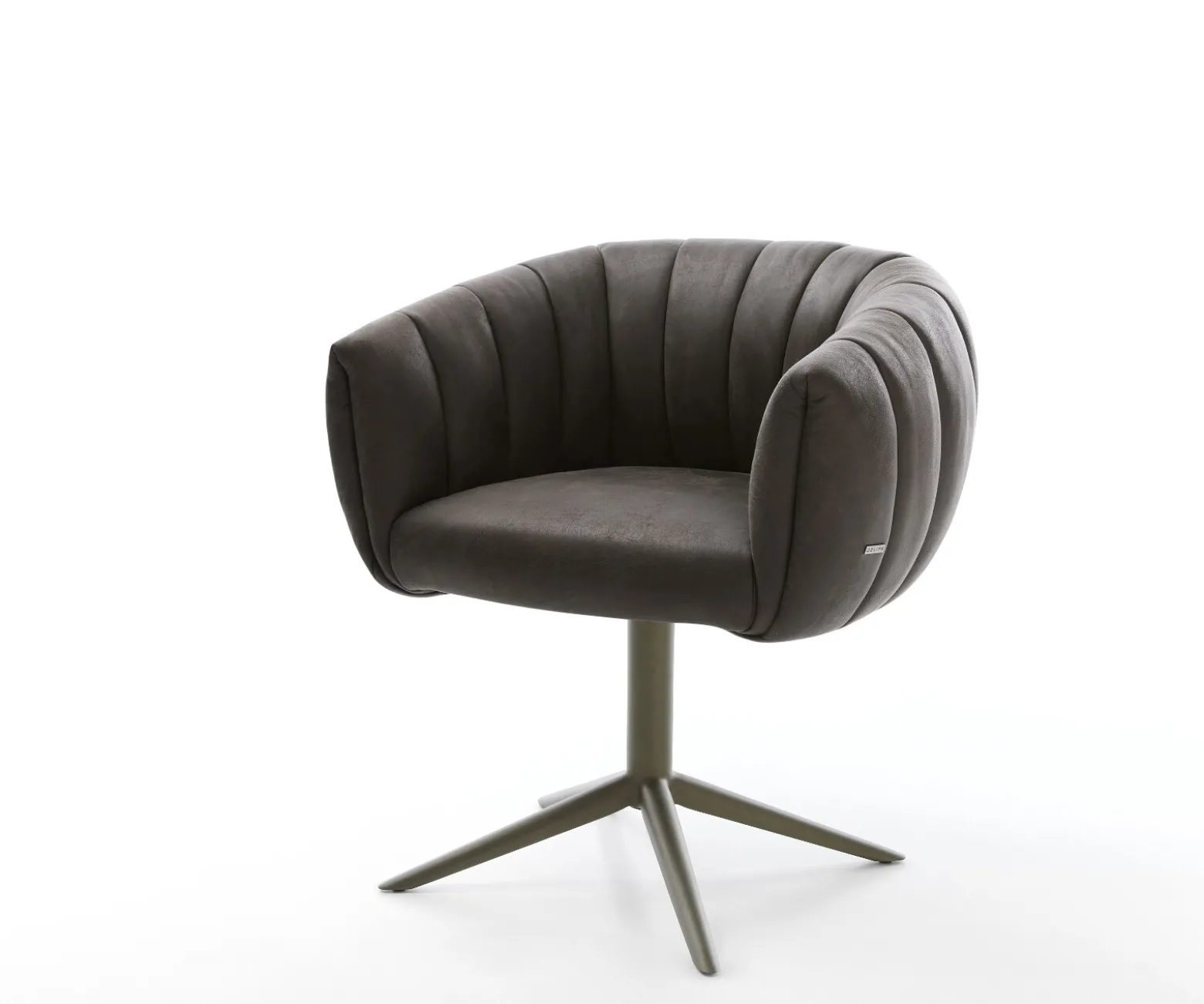 DrehstuhlJada-Flex Mikrofaser Anthrazit Vintage Fußkreuz Effektfinish Titan 360° drehbar Wippfunktion Taschenfederkern Sofort versandfertig