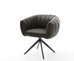 DrehstuhlJada-Flex Mikrofaser Anthrazit Vintage Kreuzgestell breit Schwarz 360° drehbar Wippfunktion Taschenfederkern Sofort versandfertig
