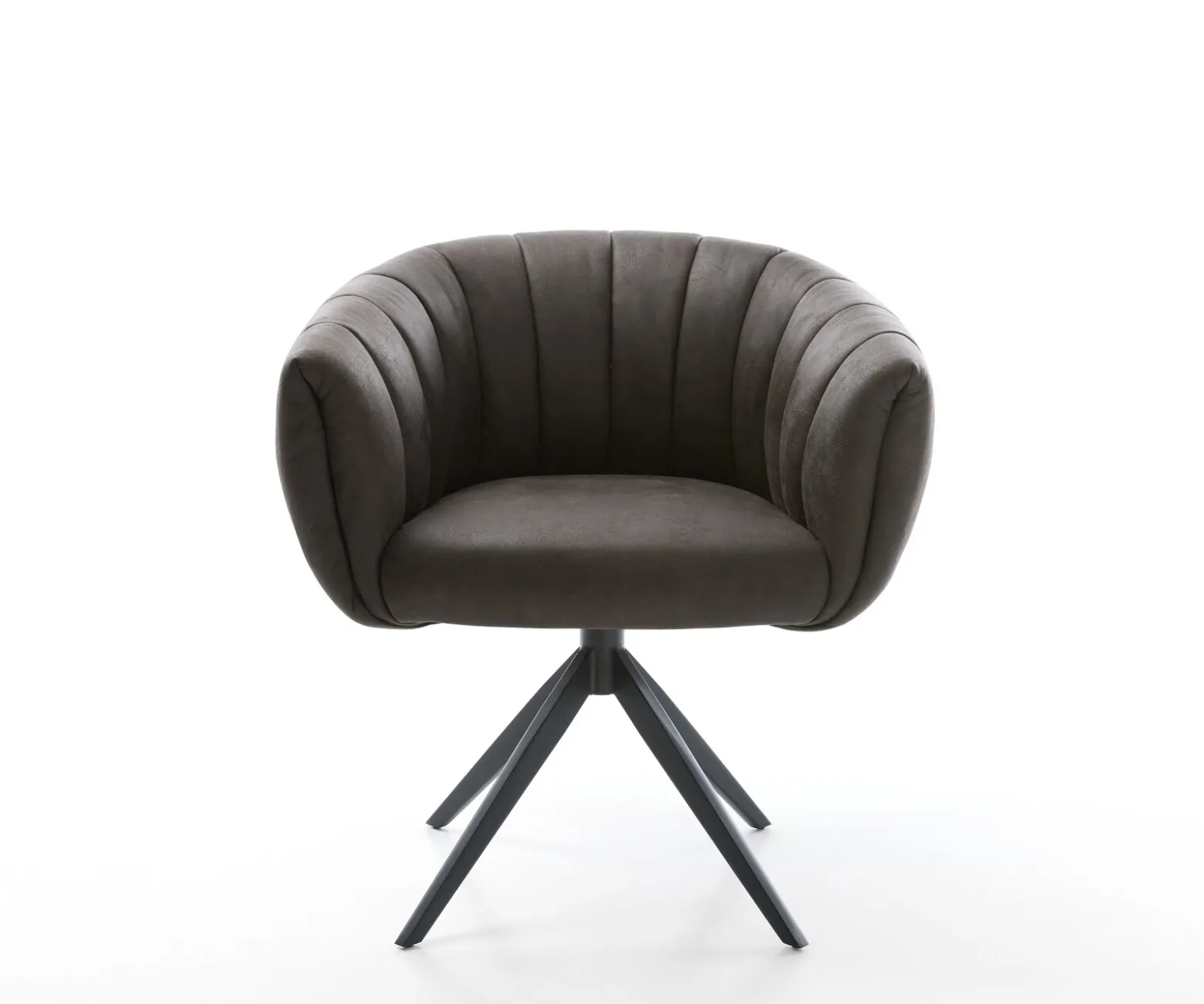 DrehstuhlJada-Flex Mikrofaser Anthrazit Vintage Kreuzgestell breit Schwarz 360° drehbar Wippfunktion Taschenfederkern Sofort versandfertig
