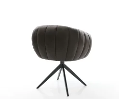 DrehstuhlJada-Flex Mikrofaser Anthrazit Vintage Kreuzgestell breit Schwarz 360° drehbar Wippfunktion Taschenfederkern Sofort versandfertig