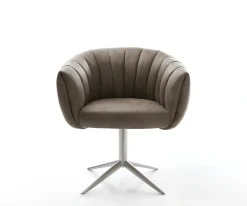 DrehstuhlJada-Flex Mikrofaser Taupe Vintage Fußkreuz Edelstahl 360° drehbar Wippfunktion Taschenfederkern Sofort versandfertig