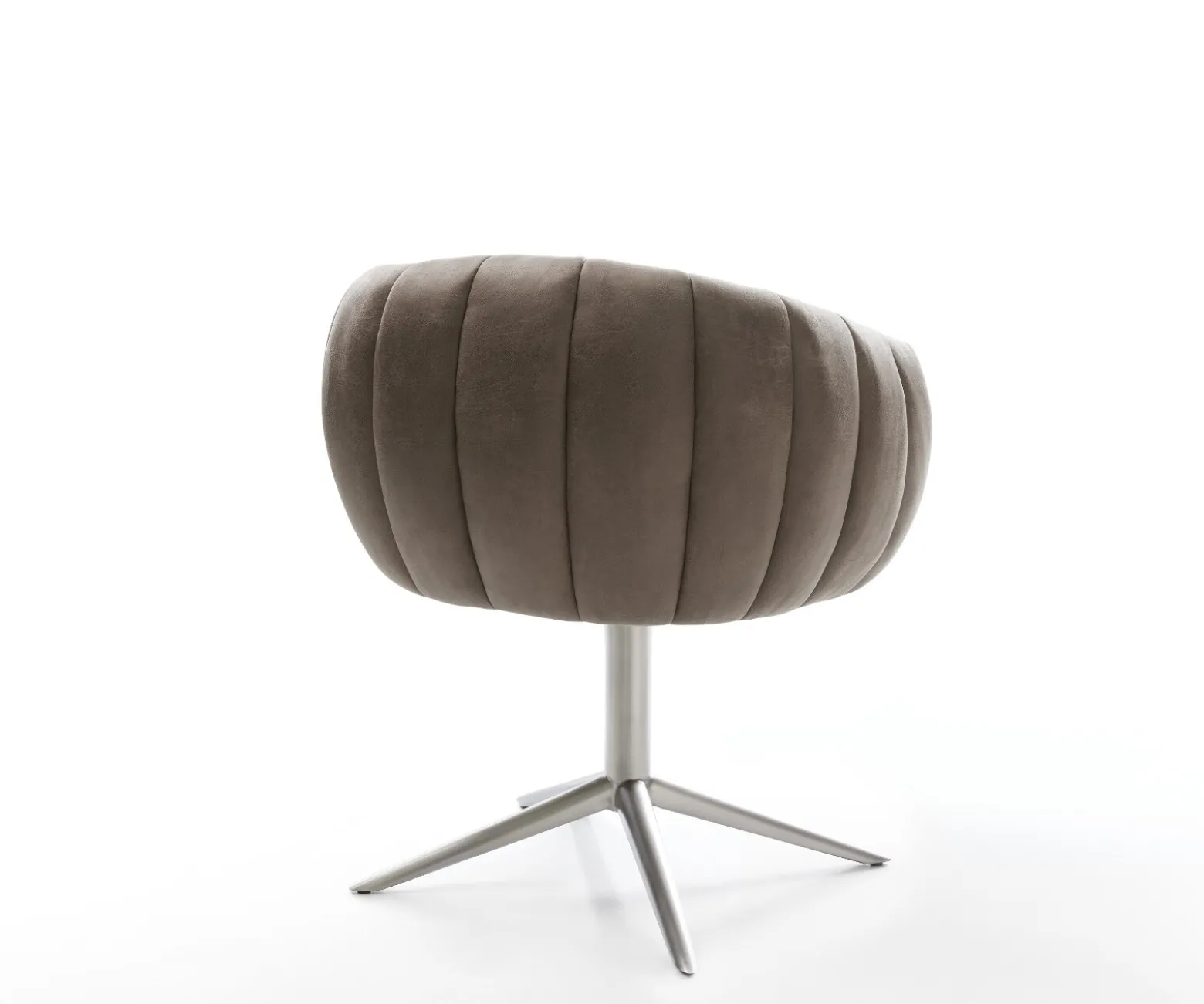 DrehstuhlJada-Flex Mikrofaser Taupe Vintage Fußkreuz Edelstahl 360° drehbar Wippfunktion Taschenfederkern Sofort versandfertig