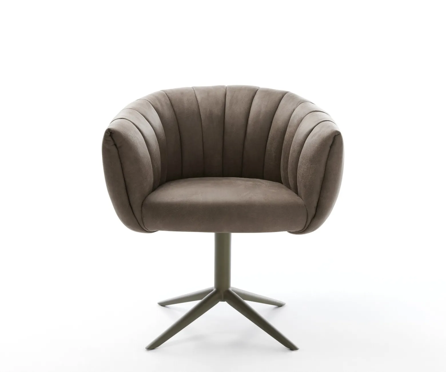 DrehstuhlJada-Flex Mikrofaser Taupe Vintage Fußkreuz Effektfinish Titan 360° drehbar Wippfunktion Taschenfederkern Sofort versandfertig