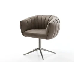 DrehstuhlJada-Flex Mikrofaser Taupe Vintage Fußkreuz Graphit 360° drehbar Wippfunktion Taschenfederkern Sofort versandfertig