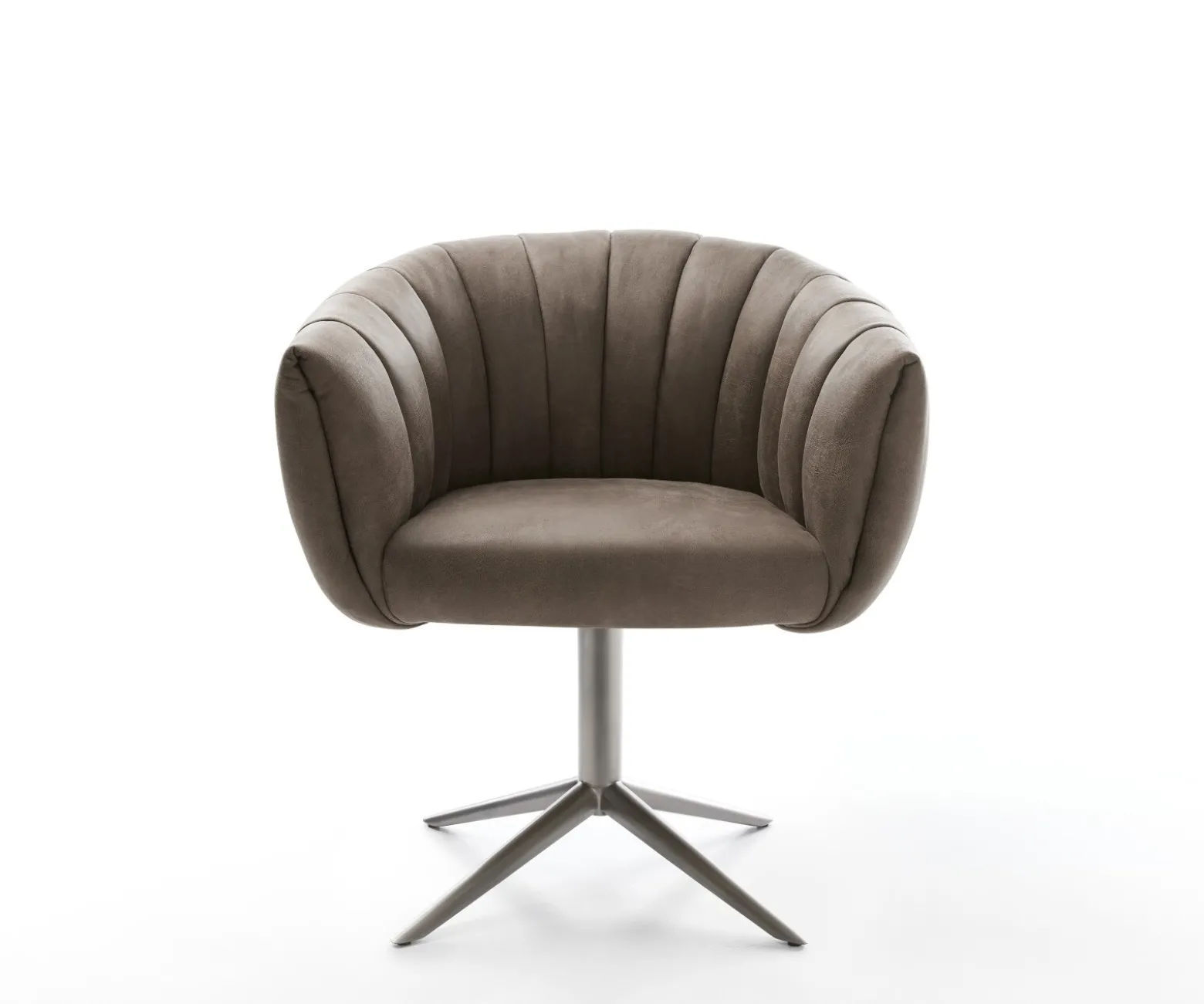 DrehstuhlJada-Flex Mikrofaser Taupe Vintage Fußkreuz Graphit 360° drehbar Wippfunktion Taschenfederkern Sofort versandfertig