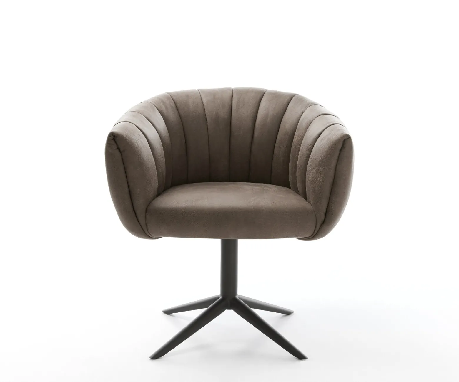 DrehstuhlJada-Flex Mikrofaser Taupe Vintage Fußkreuz Schwarz 360° drehbar Wippfunktion Taschenfederkern Sofort versandfertig