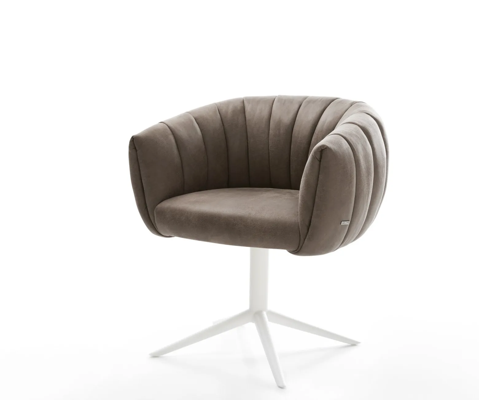 DrehstuhlJada-Flex Mikrofaser Taupe Vintage Fußkreuz Weiß 360° drehbar Wippfunktion Taschenfederkern Sofort versandfertig
