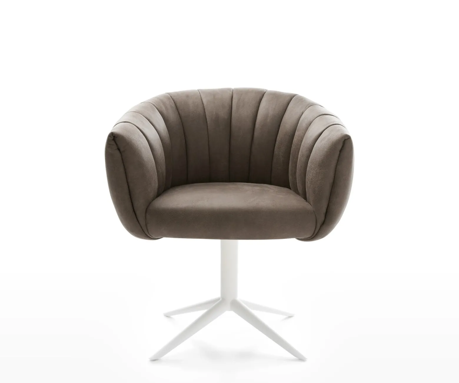 DrehstuhlJada-Flex Mikrofaser Taupe Vintage Fußkreuz Weiß 360° drehbar Wippfunktion Taschenfederkern Sofort versandfertig