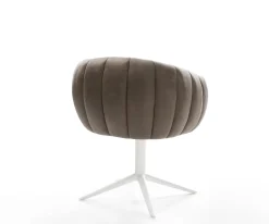 DrehstuhlJada-Flex Mikrofaser Taupe Vintage Fußkreuz Weiß 360° drehbar Wippfunktion Taschenfederkern Sofort versandfertig