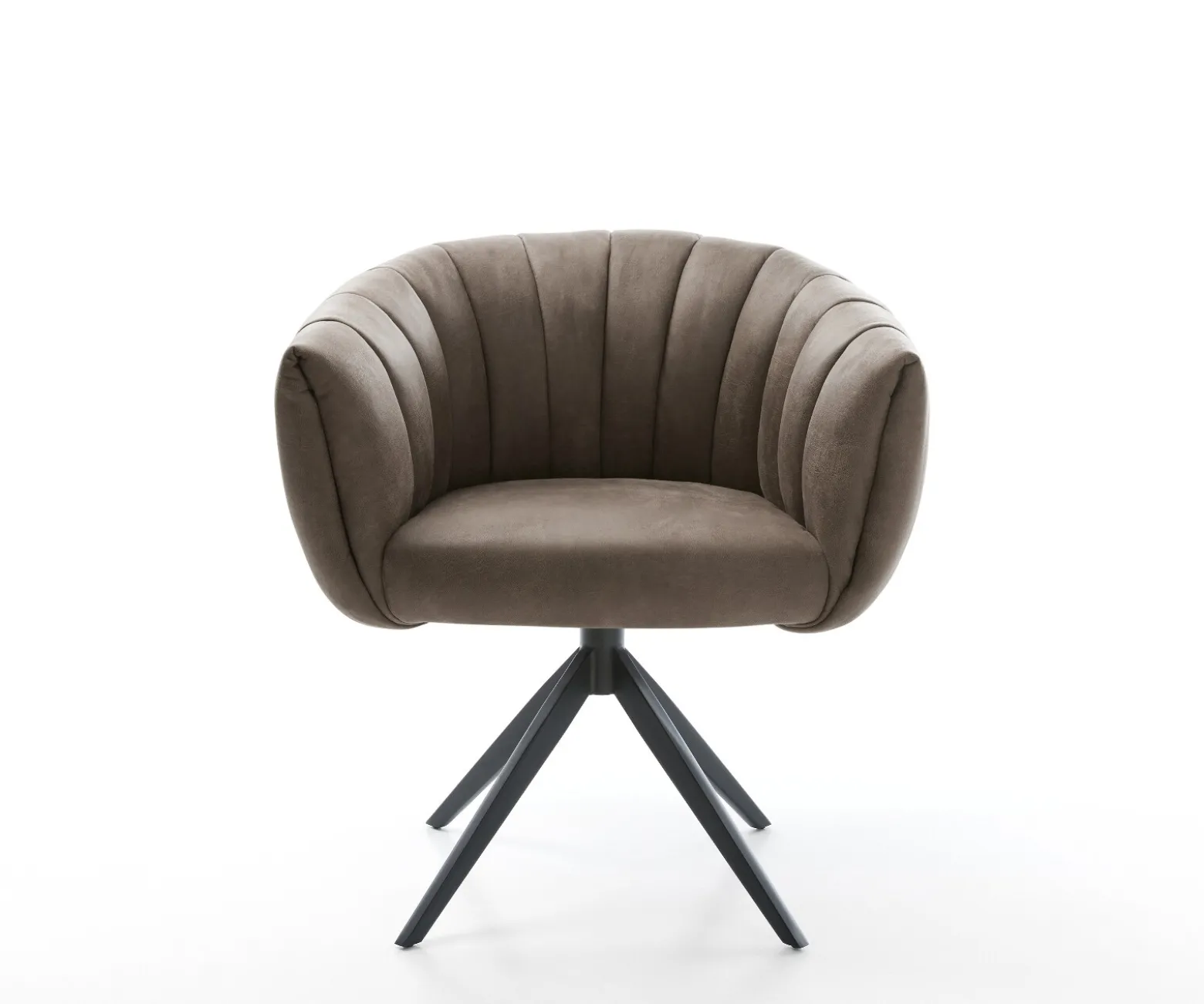 DrehstuhlJada-Flex Mikrofaser Taupe Vintage Kreuzgestell breit Schwarz 360° drehbar Wippfunktion Taschenfederkern Sofort versandfertig