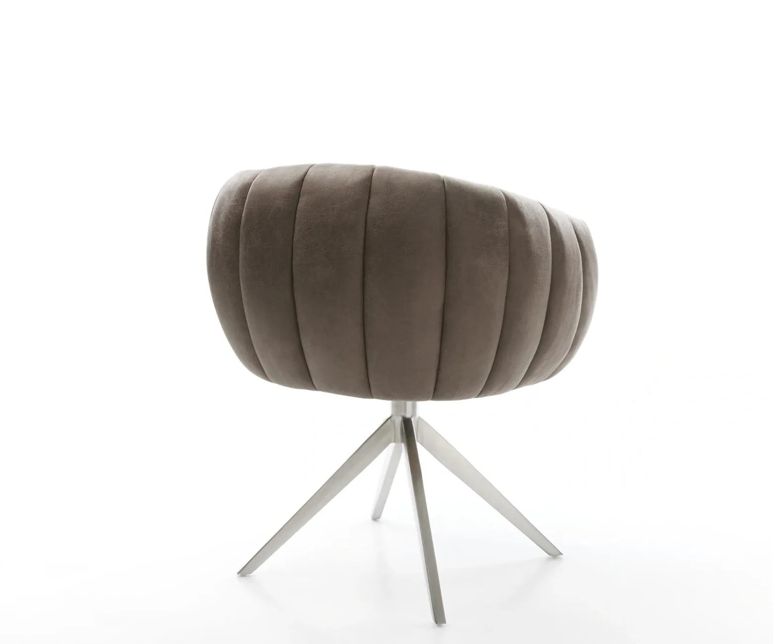 DrehstuhlJada-Flex Mikrofaser Taupe Vintage Kreuzgestell breit Edelstahl 360° drehbar Wippfunktion Taschenfederkern Sofort versandfertig