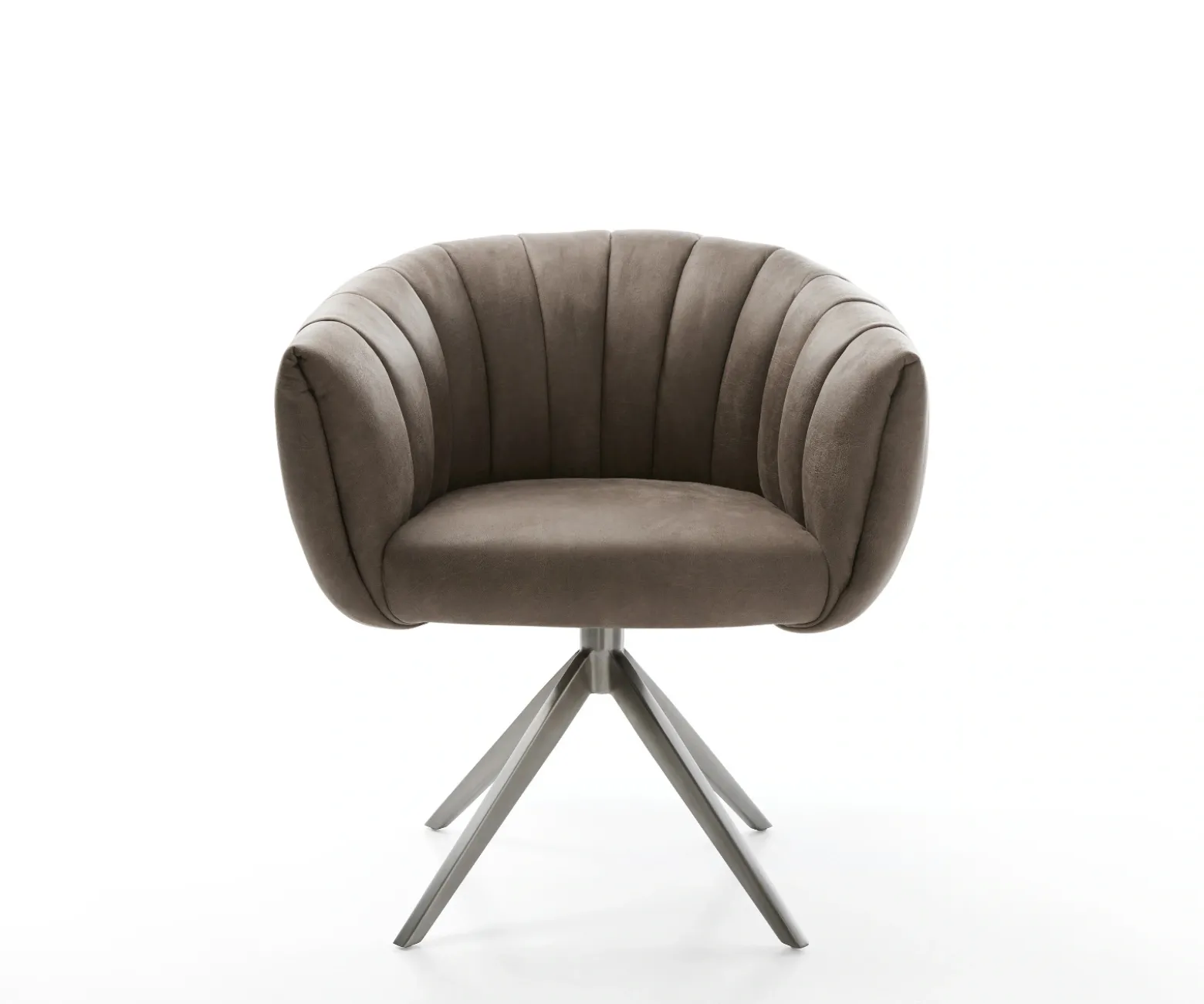 DrehstuhlJada-Flex Mikrofaser Taupe Vintage Kreuzgestell breit Graphit 360° drehbar Wippfunktion Taschenfederkern Sofort versandfertig