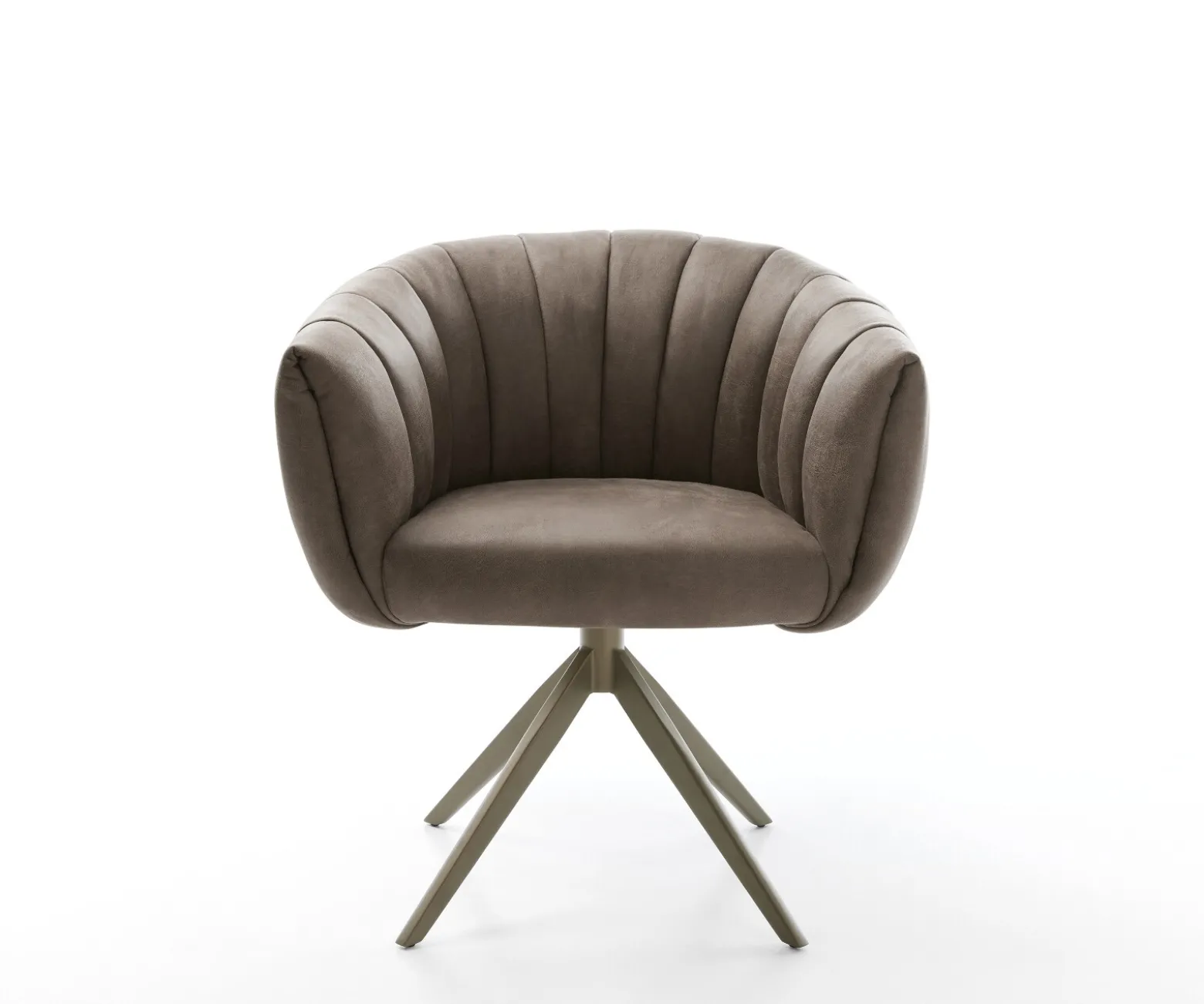 DrehstuhlJada-Flex Mikrofaser Taupe Vintage Kreuzgestell breit Effektfinish Titan 360° drehbar Wippfunktion Taschenfederkern Sofort versandfertig