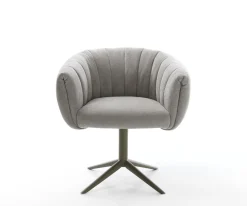 DrehstuhlJada-Flex Strukturstoff Soft Grau Fußkreuz Effektfinish Titan 360° drehbar Wippfunktion Taschenfederkern Sofort versandfertig