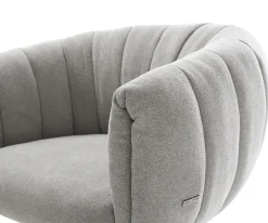 DrehstuhlJada-Flex Strukturstoff Soft Grau Kreuzgestell breit Edelstahl 360° drehbar Wippfunktion Taschenfederkern Sofort versandfertig