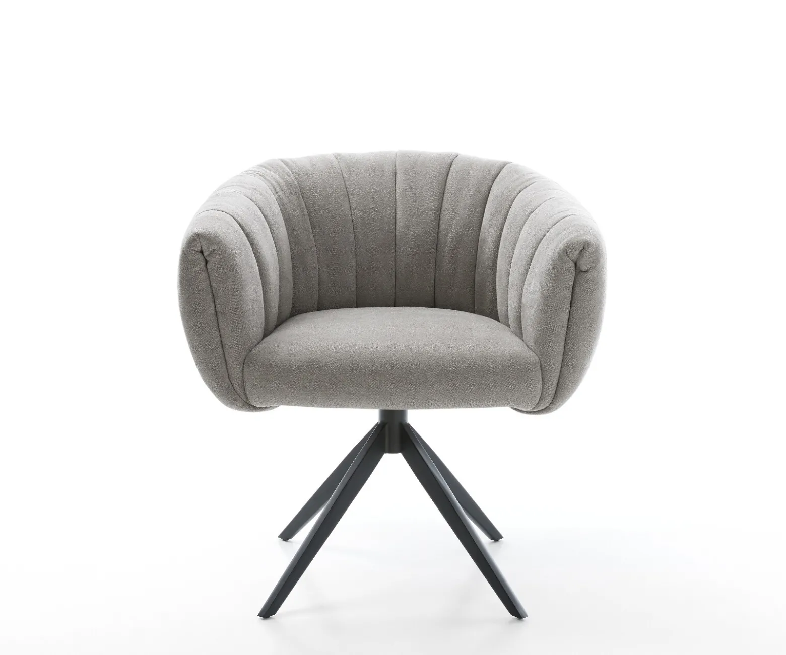 DrehstuhlJada-Flex Strukturstoff Soft Grau Kreuzgestell breit Schwarz 360° drehbar Wippfunktion Taschenfederkern Sofort versandfertig