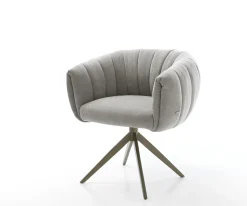 DrehstuhlJada-Flex Strukturstoff Soft Grau Kreuzgestell breit Effektfinish Titan 360° drehbar Wippfunktion Taschenfederkern Sofort versandfertig
