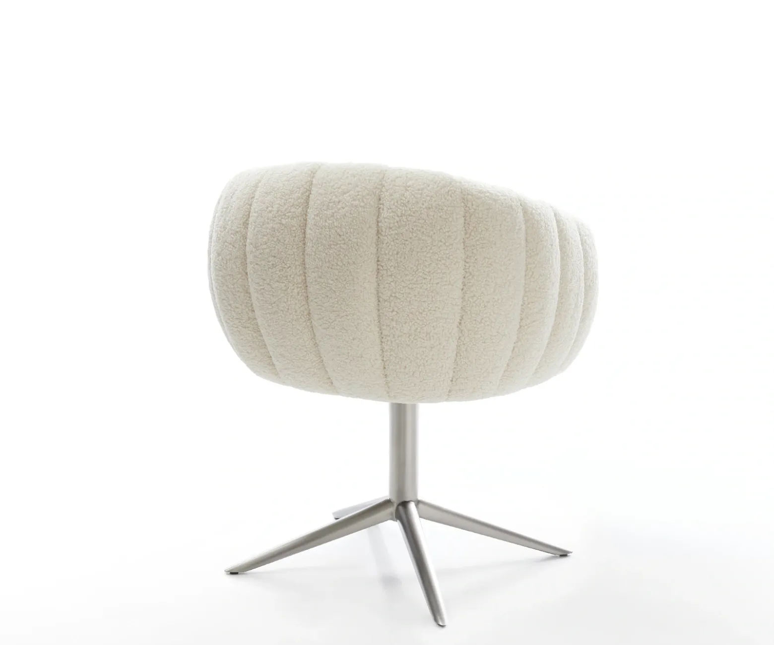 DrehstuhlJada-Flex Teddystoff Beige Fußkreuz Edelstahl 360° drehbar Wippfunktion Taschenfederkern Sofort versandfertig