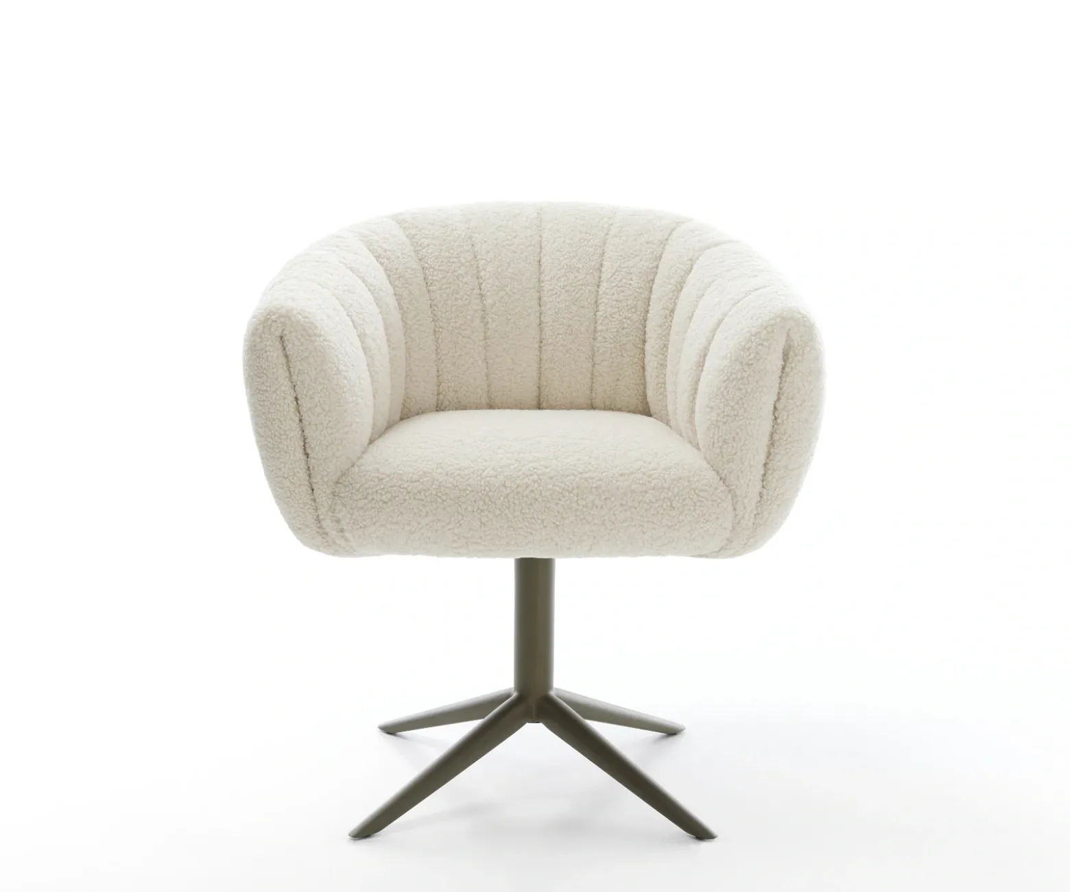 DrehstuhlJada-Flex Teddystoff Beige Fußkreuz Effektfinish Titan 360° drehbar Wippfunktion Taschenfederkern Sofort versandfertig
