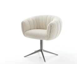 DrehstuhlJada-Flex Teddystoff Beige Fußkreuz Graphit 360° drehbar Wippfunktion Taschenfederkern Sofort versandfertig
