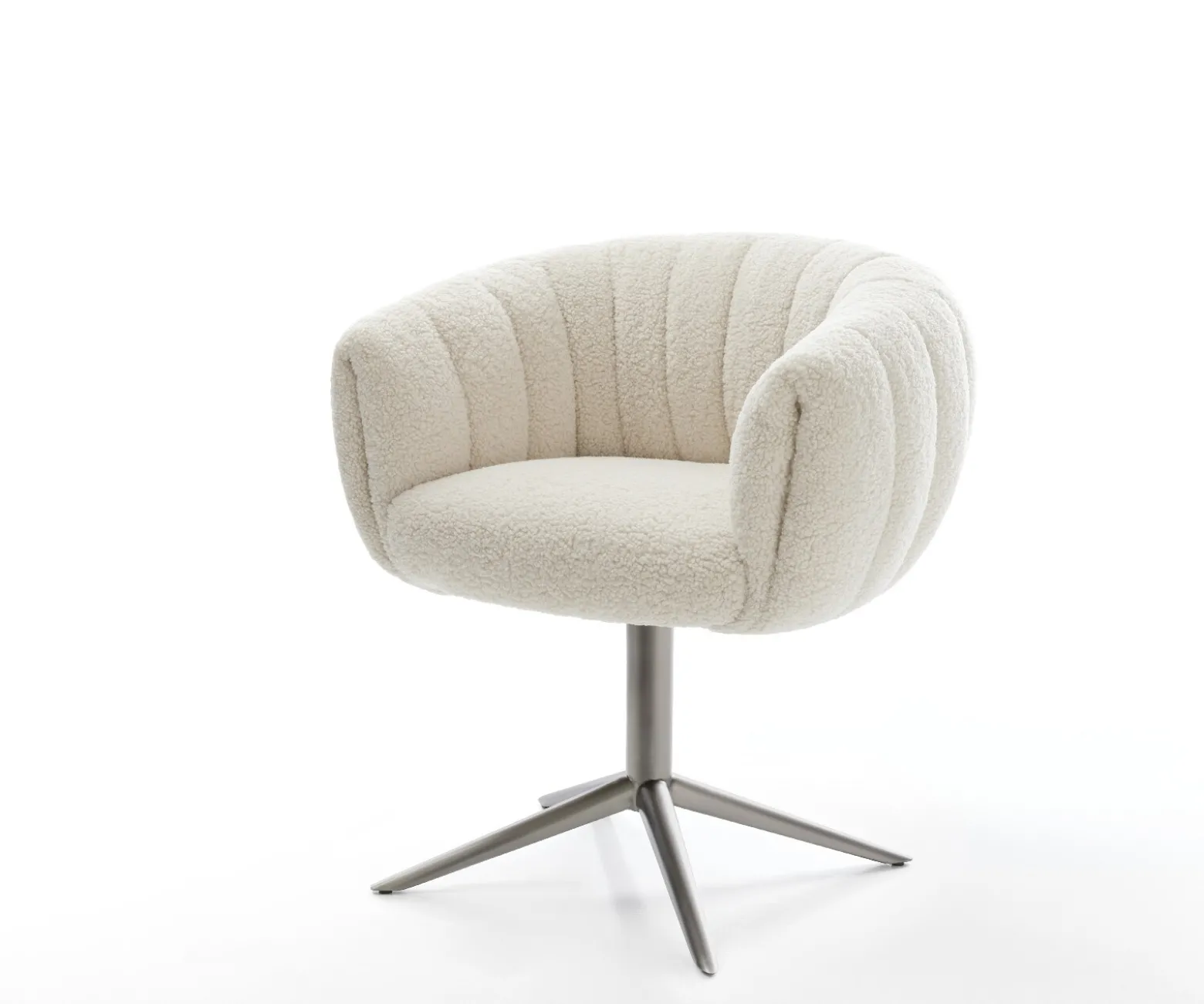 DrehstuhlJada-Flex Teddystoff Beige Fußkreuz Graphit 360° drehbar Wippfunktion Taschenfederkern Sofort versandfertig