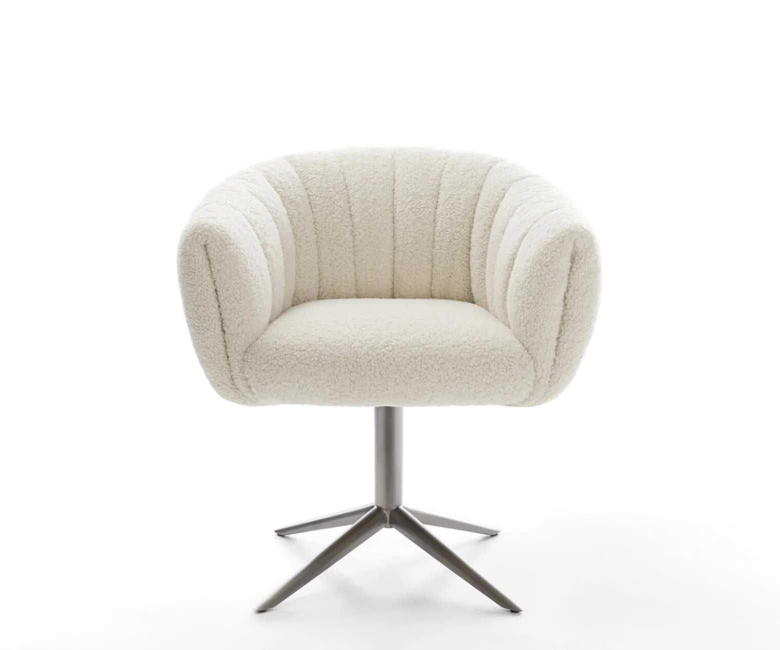 DrehstuhlJada-Flex Teddystoff Beige Fußkreuz Graphit 360° drehbar Wippfunktion Taschenfederkern Sofort versandfertig