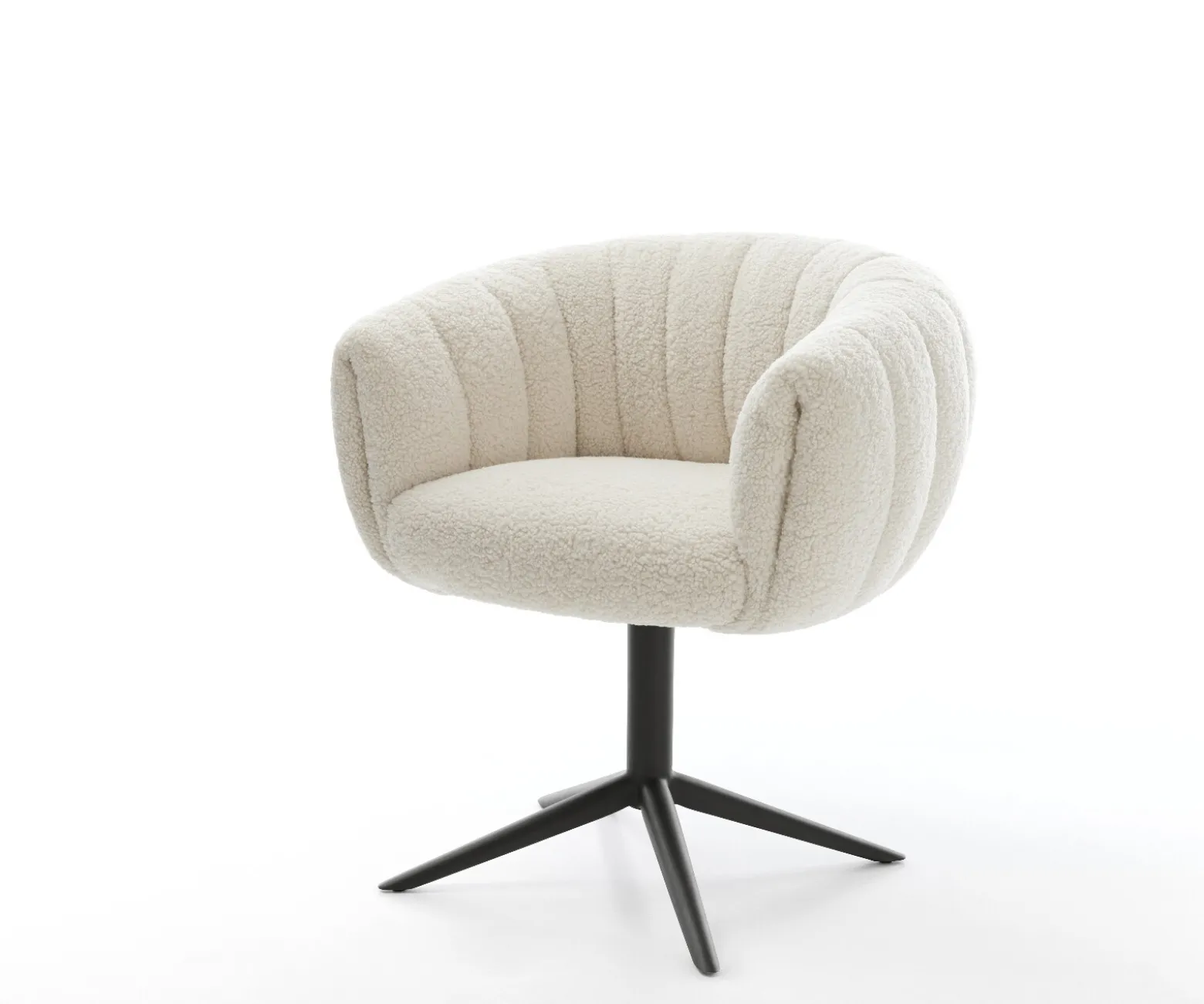 DrehstuhlJada-Flex Teddystoff Beige Fußkreuz Schwarz 360° drehbar Wippfunktion Taschenfederkern Sofort versandfertig