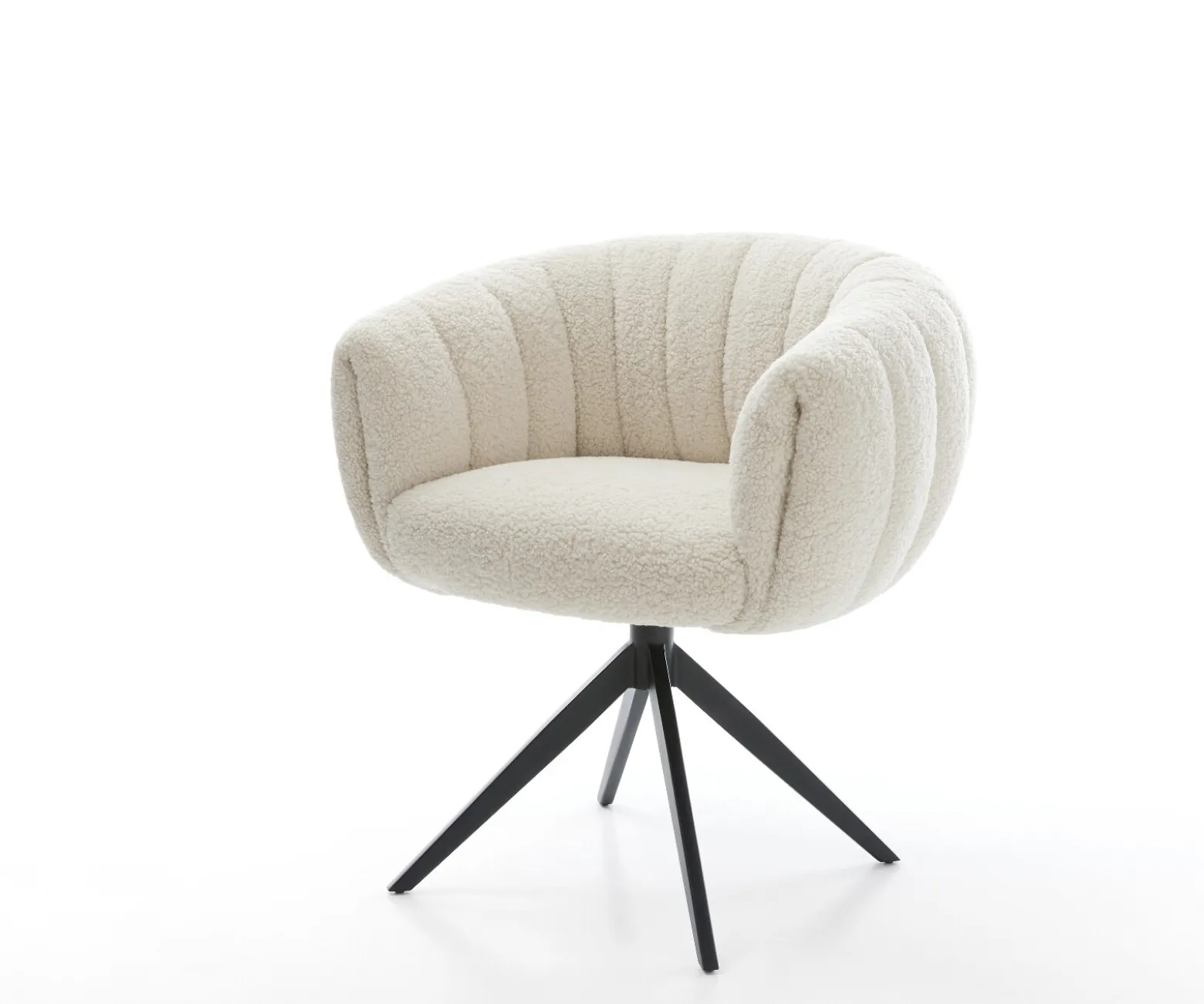 DrehstuhlJada-Flex Teddystoff Beige Kreuzgestell breit Schwarz 360° drehbar Wippfunktion Taschenfederkern Sofort versandfertig