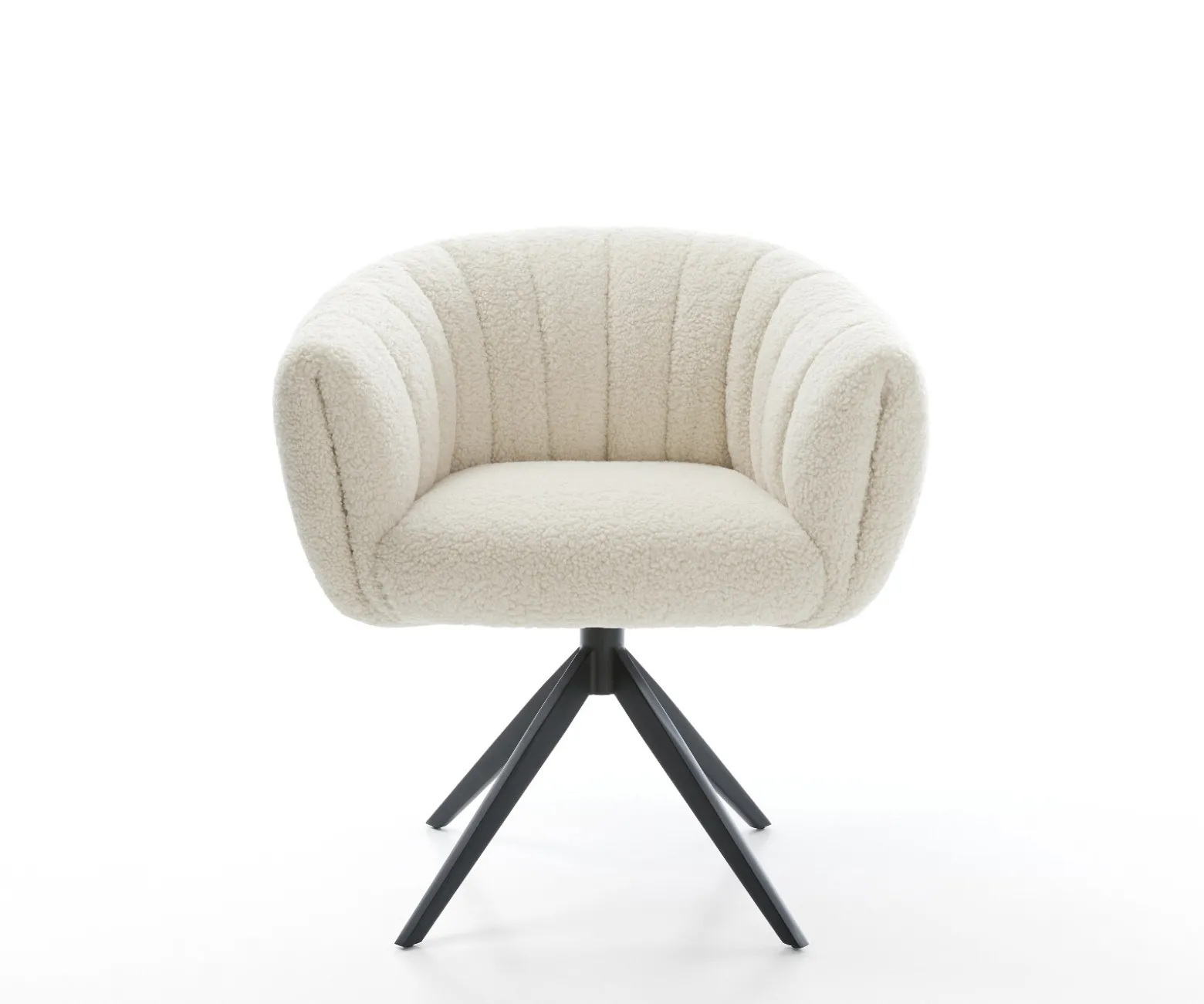 DrehstuhlJada-Flex Teddystoff Beige Kreuzgestell breit Schwarz 360° drehbar Wippfunktion Taschenfederkern Sofort versandfertig