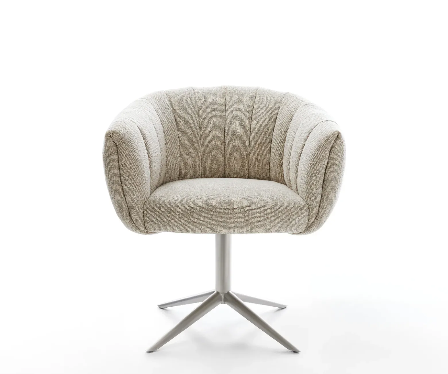 DrehstuhlJada-Flex Webstoff Soft Beige Fußkreuz Edelstahl 360° drehbar Wippfunktion Taschenfederkern Sofort versandfertig