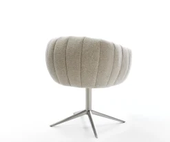 DrehstuhlJada-Flex Webstoff Soft Beige Fußkreuz Edelstahl 360° drehbar Wippfunktion Taschenfederkern Sofort versandfertig