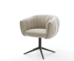 DrehstuhlJada-Flex Webstoff Soft Beige Fußkreuz Schwarz 360° drehbar Wippfunktion Taschenfederkern Sofort versandfertig