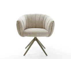 DrehstuhlJada-Flex Webstoff Soft Beige Kreuzgestell breit Effektfinish Titan 360° drehbar Wippfunktion Taschenfederkern Sofort versandfertig