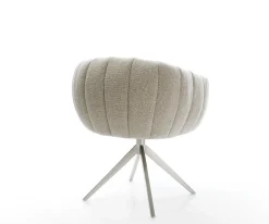 DrehstuhlJada-Flex Webstoff Soft Beige Kreuzgestell breit Edelstahl 360° drehbar Wippfunktion Taschenfederkern Sofort versandfertig