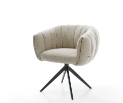 DrehstuhlJada-Flex Webstoff Soft Beige Kreuzgestell breit Schwarz 360° drehbar Wippfunktion Taschenfederkern Sofort versandfertig