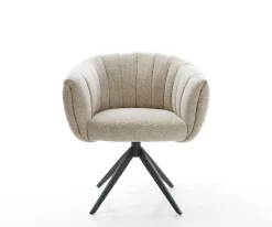DrehstuhlJada-Flex Webstoff Soft Beige Kreuzgestell breit Schwarz 360° drehbar Wippfunktion Taschenfederkern Sofort versandfertig