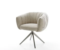 DrehstuhlJada-Flex Webstoff Soft Beige Kreuzgestell breit Graphit 360° drehbar Wippfunktion Taschenfederkern Sofort versandfertig