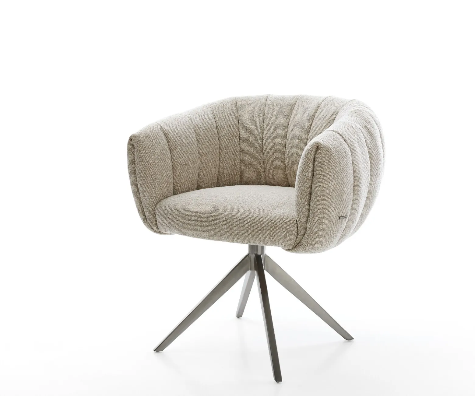 DrehstuhlJada-Flex Webstoff Soft Beige Kreuzgestell breit Graphit 360° drehbar Wippfunktion Taschenfederkern Sofort versandfertig