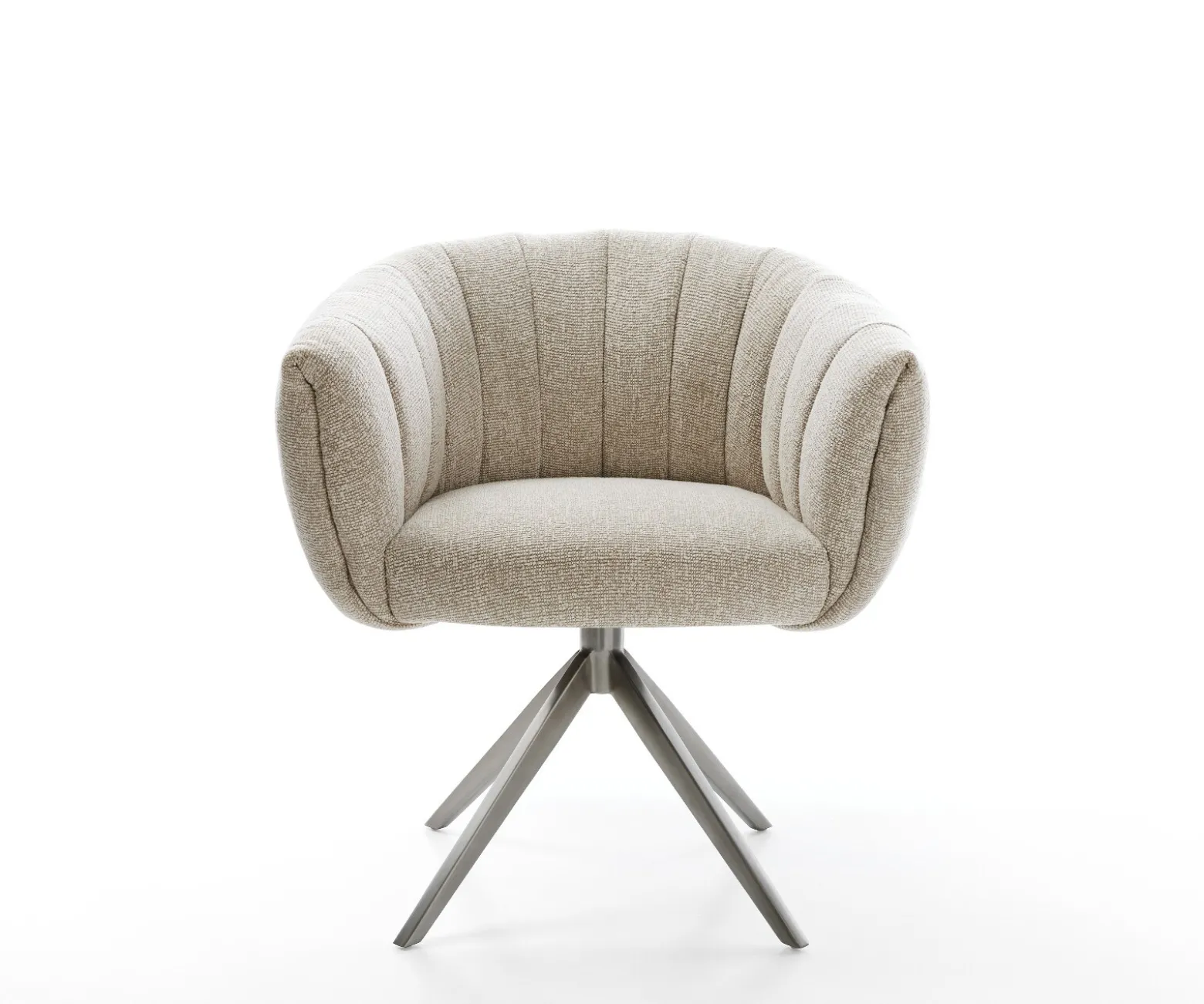 DrehstuhlJada-Flex Webstoff Soft Beige Kreuzgestell breit Graphit 360° drehbar Wippfunktion Taschenfederkern Sofort versandfertig