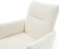 DrehstuhlJova-Flex mit Armlehnen Bouclé Weiß Kreuzgestell breit Effektfinish Titan 360° drehbar Taschenfederkern Sofort versandfertig