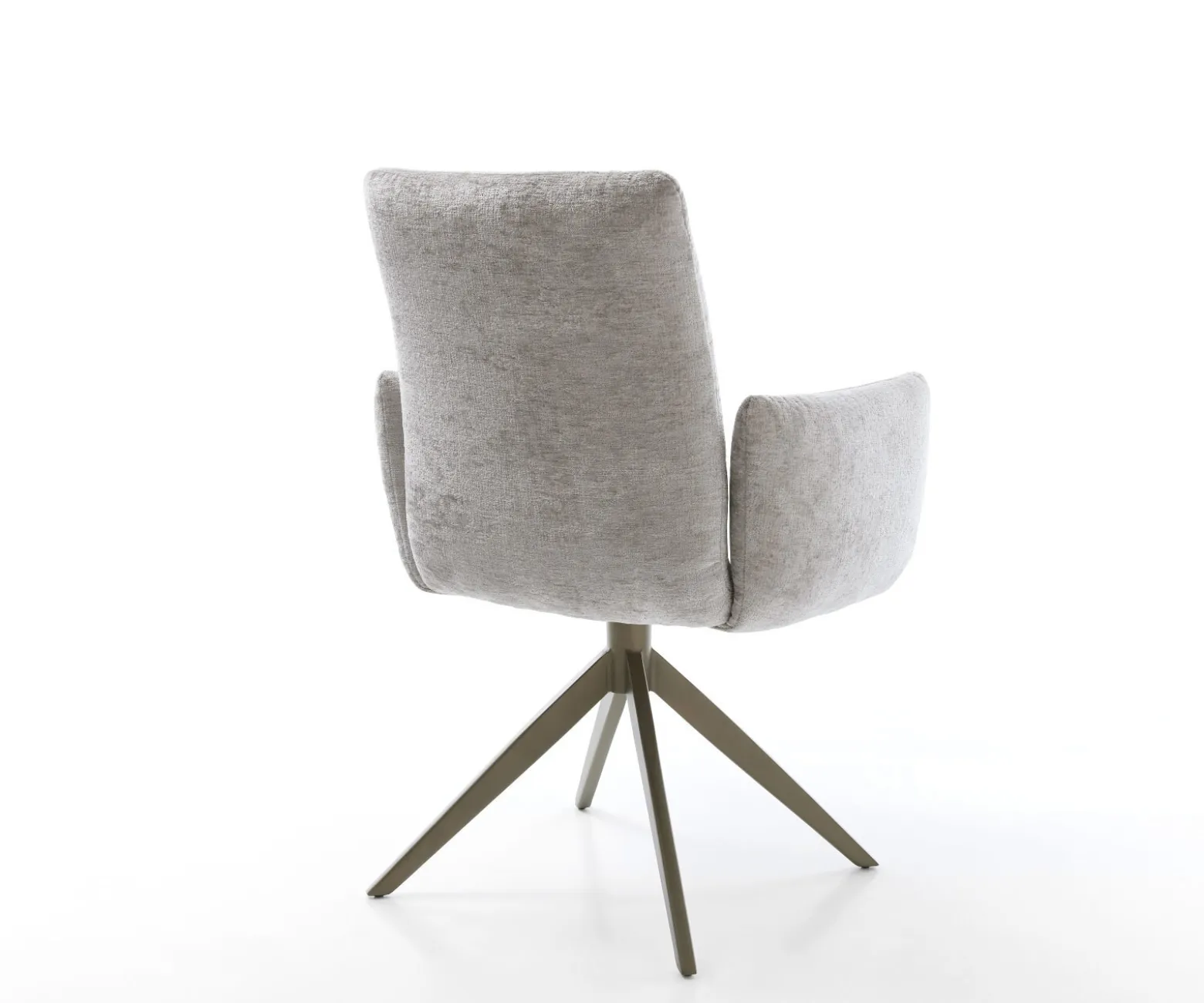 DrehstuhlJova-Flex mit Armlehnen Chenille Silbergrau Kreuzgestell breit Effektfinish Titan 360° drehbar Taschenfederkern Sofort versandfertig