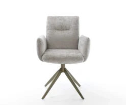 DrehstuhlJova-Flex mit Armlehnen Chenille Silbergrau Kreuzgestell breit Effektfinish Titan 360° drehbar Wippfunktion Taschenfederkern Sofort versandfertig