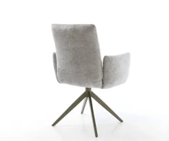 DrehstuhlJova-Flex mit Armlehnen Chenille Silbergrau Kreuzgestell breit Effektfinish Titan 360° drehbar Wippfunktion Taschenfederkern Sofort versandfertig
