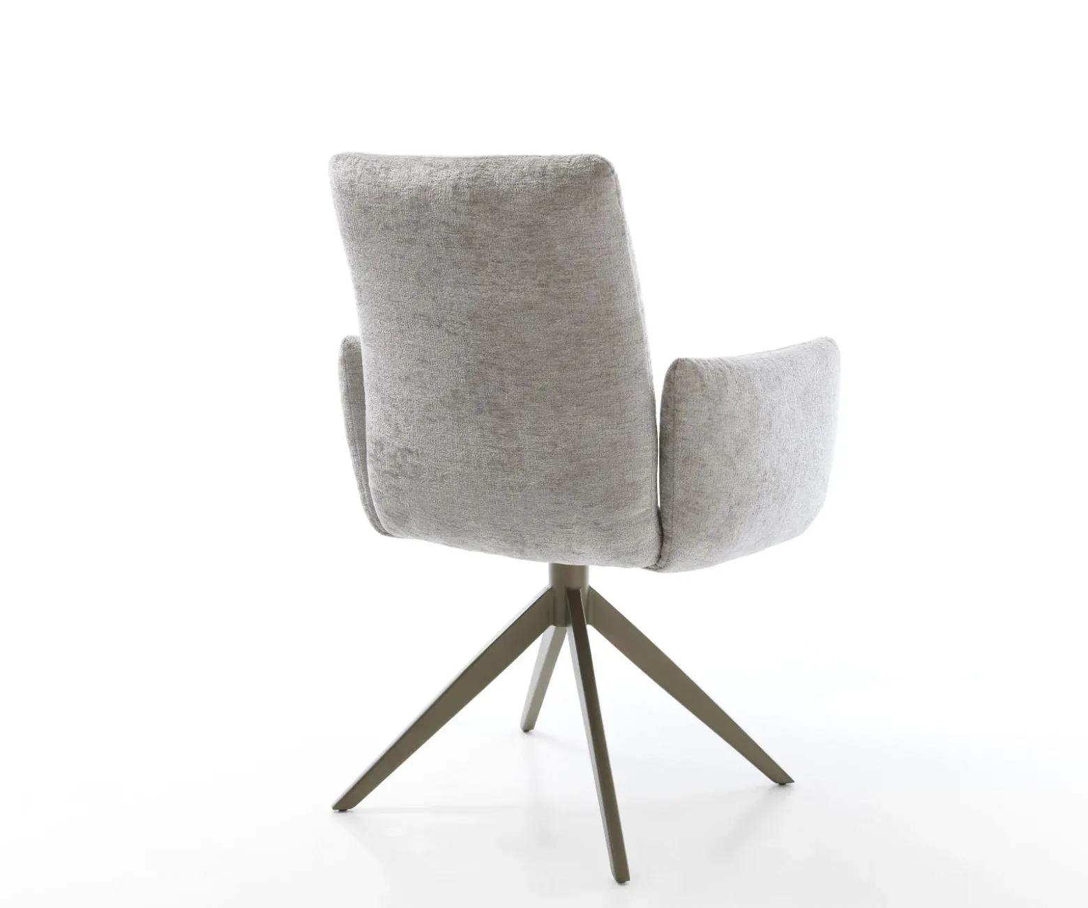DrehstuhlJova-Flex mit Armlehnen Chenille Silbergrau Kreuzgestell breit Effektfinish Titan 360° drehbar Wippfunktion Taschenfederkern Sofort versandfertig