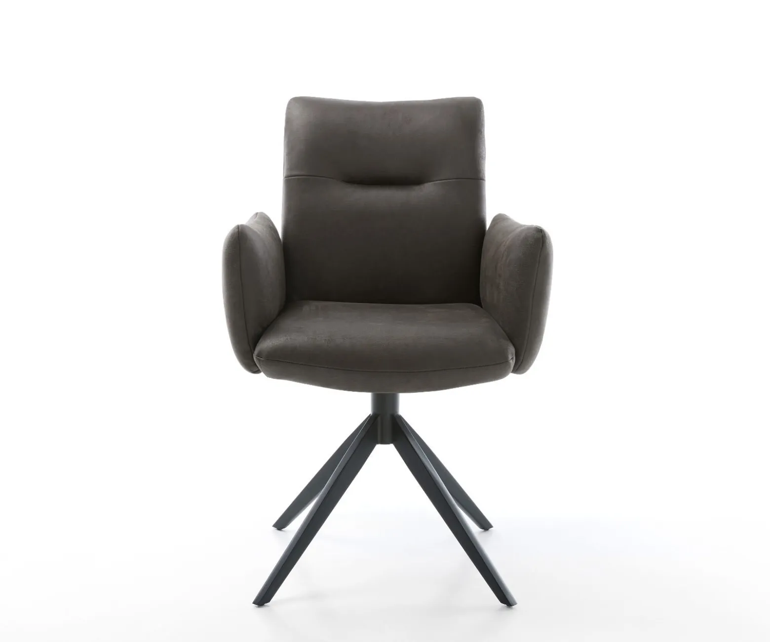 DrehstuhlJova-Flex mit Armlehnen Mikrofaser Anthrazit Vintage Kreuzgestell breit Schwarz 360° drehbar Wippfunktion Taschenfederkern Sofort versandfertig