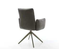 DrehstuhlJova-Flex mit Armlehnen Mikrofaser Anthrazit Vintage Kreuzgestell breit Effektfinish Titan 360° drehbar Wippfunktion Taschenfederkern Sofort versandfertig