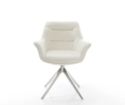 DrehstuhlKaira-Flex Bouclé Soft Beige Kreuzgestell breit Edelstahl 360° drehbar Wippfunktion Sofort versandfertig