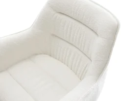 DrehstuhlKaira-Flex Bouclé Soft Beige Kreuzgestell breit Edelstahl 360° drehbar Wippfunktion Sofort versandfertig