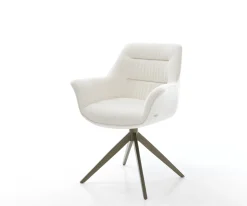 DrehstuhlKaira-Flex Bouclé Soft Beige Kreuzgestell breit Effektfinish Titan 360° drehbar Wippfunktion Sofort versandfertig